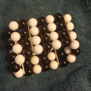 Vintage, beaded, black & white bracelet/cuff